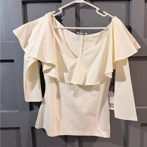 Unique vintage BRAND NEW WITH TAGS off the shoulder off white shirt